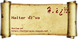 Halter Éva névjegykártya